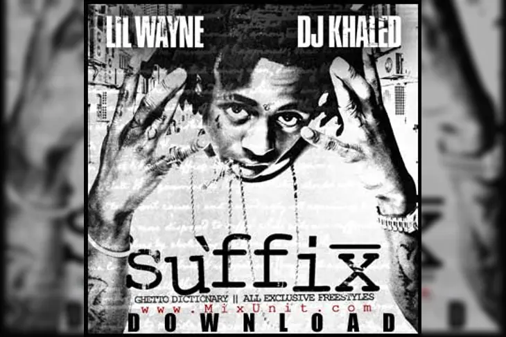 Imagen de portada mostrando la marca y arte de la lista de canciones Lil Wayne The Suffix
